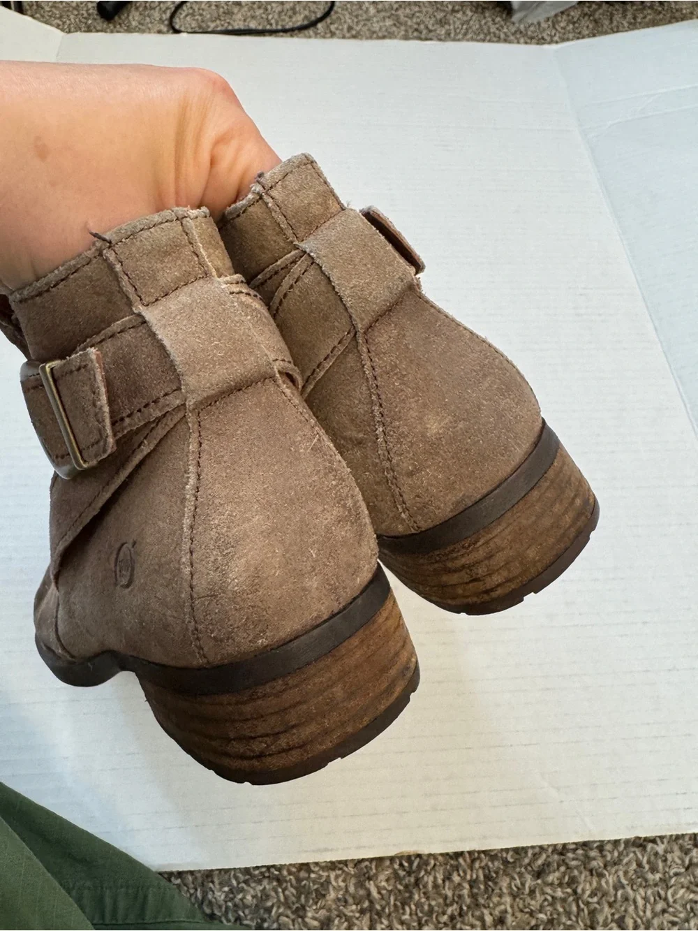 Born Brown Leather Distressed Ankle Boots Womens 8 Boho Fall Chunky Lug Casual